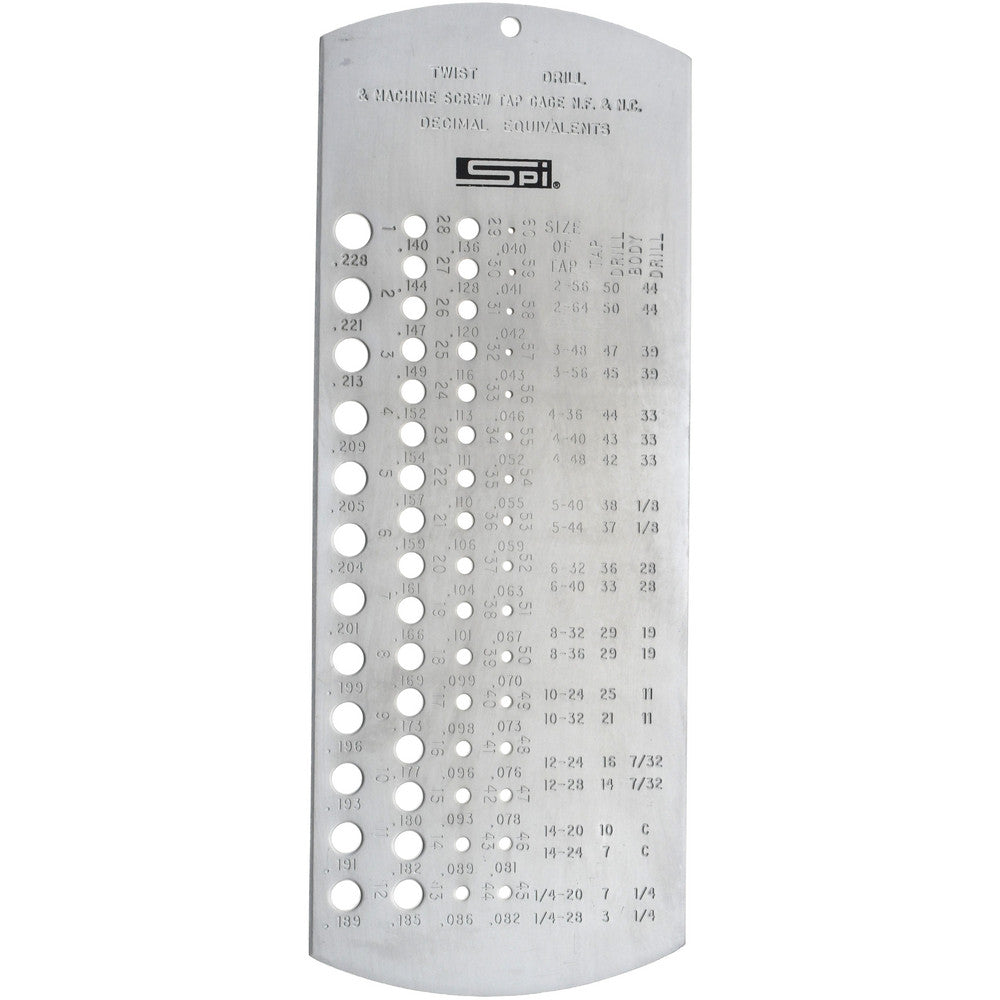 SPI 30-233-1 Drill Gages Minimum Hole Size (Wire) #60 System Of Measurement Wire Gauge Material Steel For Use With Drill Bits Number of Holes 60mm 60in