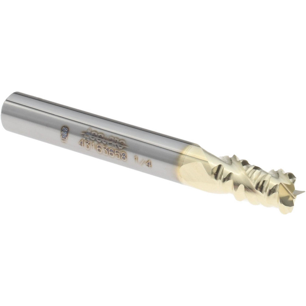 Accupro 43163658 Roughing End Mill 1/4" Dia, 3 Flutes, 0.045" Corner Radius, Chipbreaker, Solid Carbide