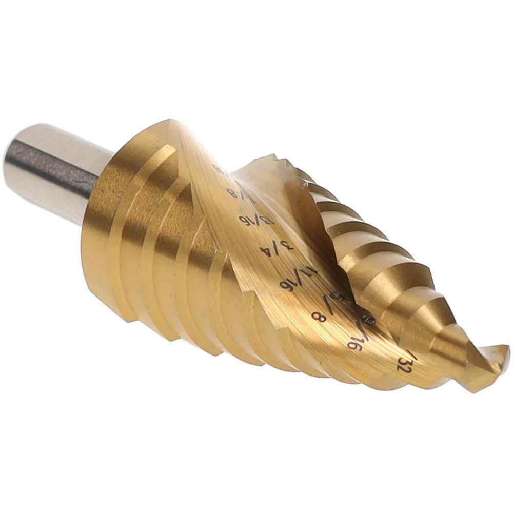 Hertel SDD43274661 Step Drill Bit 3/8" Shank Dia, High Speed Steel, 9 Hole Sizes