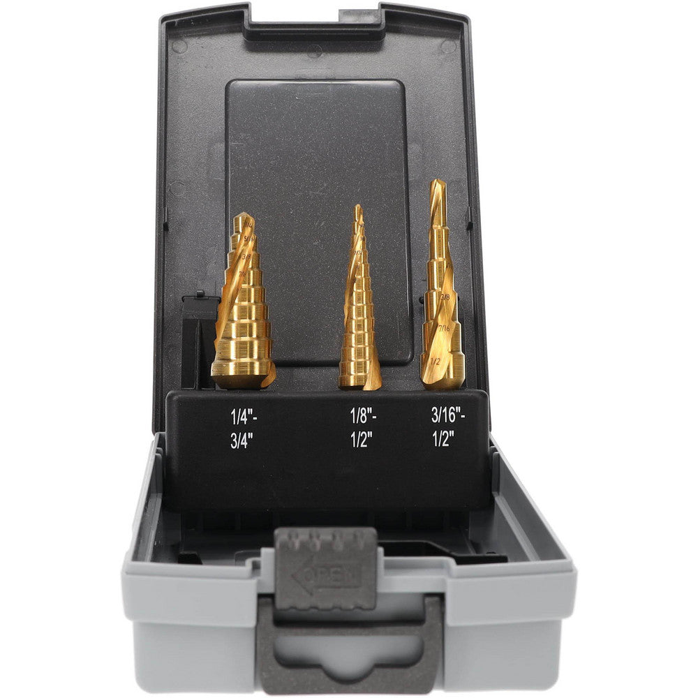 Hertel SDD43275015 Drill Bit Set Step Drill Bits, 3 Pc, 118 deg, High-Speed Steel