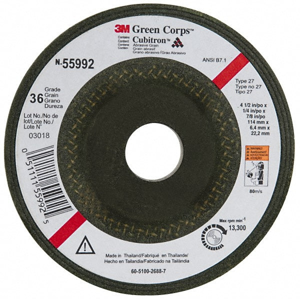 3M 7000118599 Depressed Center Wheel Type 27, 4-1/2" Dia, Ceramic