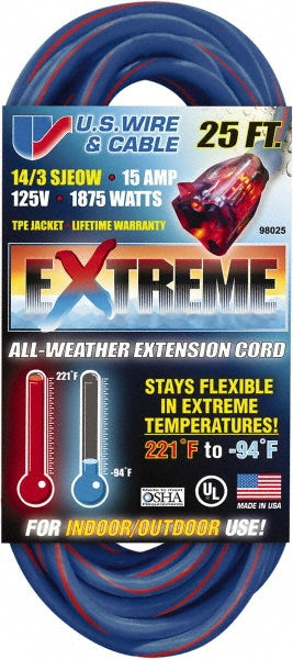 Value Collection 98025 25', 14/3 Gauge/Conductors, Blue/Pink Indoor & Outdoor Extension Cord