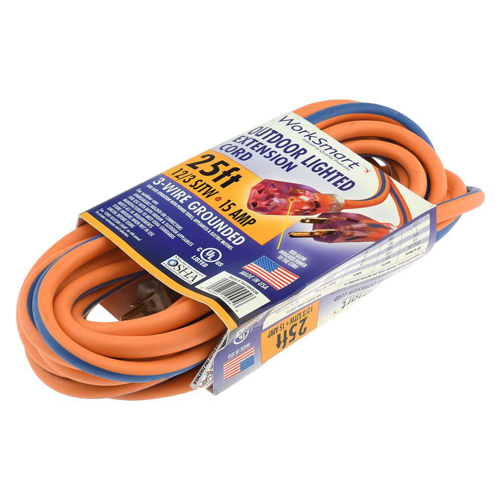 Pro-Source PS-AZB0110 25', 12/3 Gauge/Conductors, Orange/Blue Outdoor Extension Cord