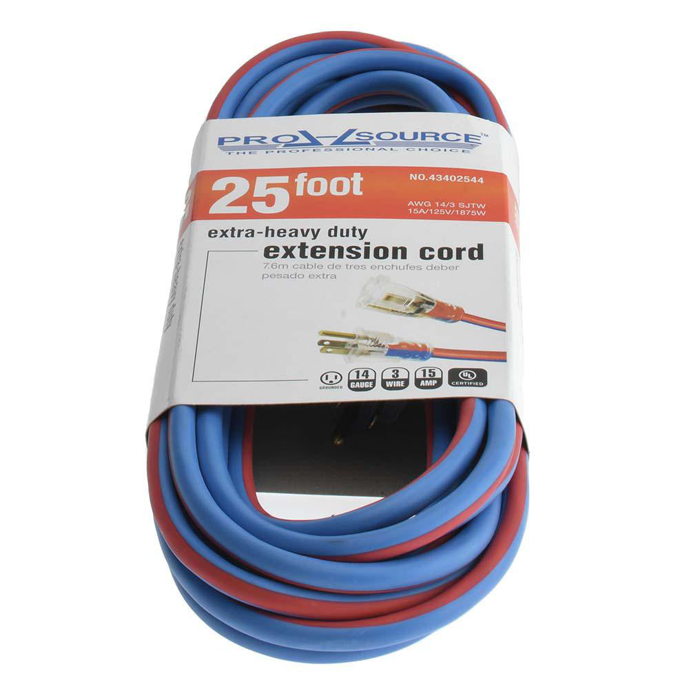 Pro-Source PS-AZB0160 25', 14/3 Gauge/Conductors, Blue/Red Outdoor Extension Cord