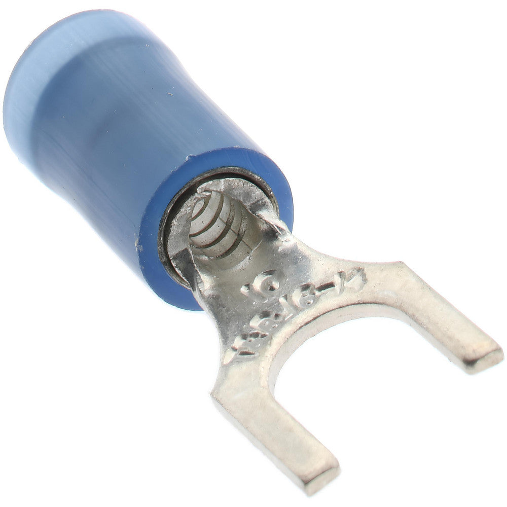 Value Collection BD-18347 Standard Fork Terminal Blue, Nylon, Partially Insulated, #10 Stud, Crimp