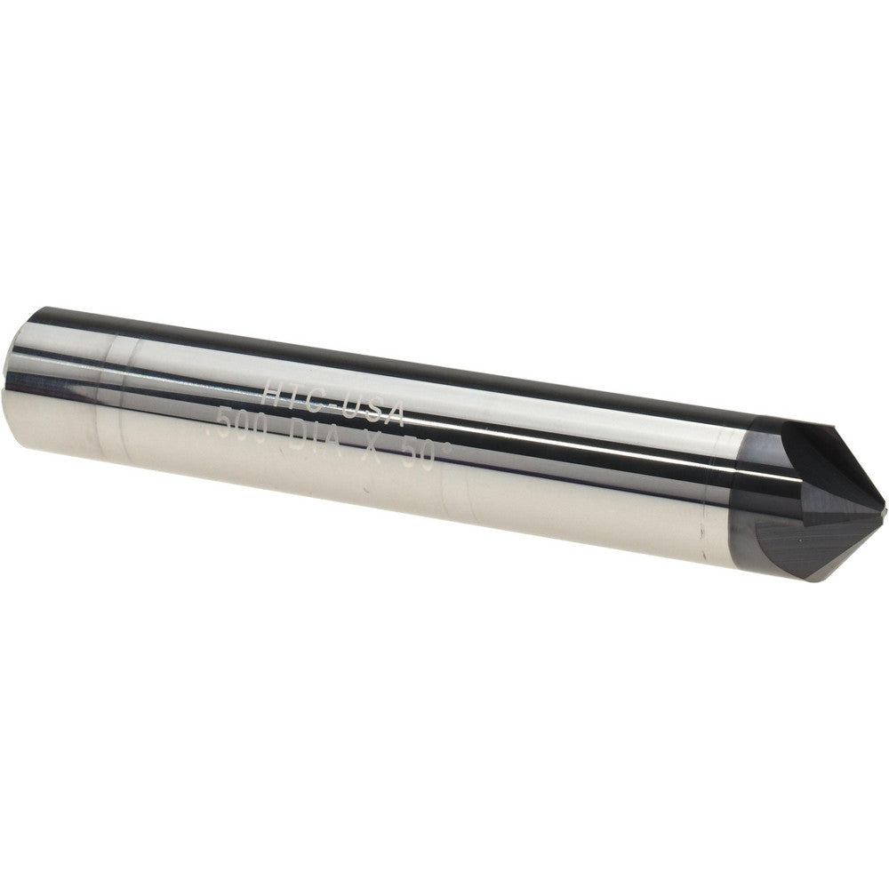 Harvey Tool 18350-C3 Chamfer Mill 1/2" Dia, 1/2" Shank Dia, 100 deg, 4 Flute, Solid Carbide, Single End