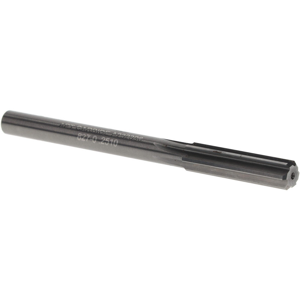 Alvord Polk 08112 Chucking Reamer 0.2510" Dia, 3" OAL, 1" Flute Length, Straight Flute, Straight-Cylindrical Shank, Solid Carbide