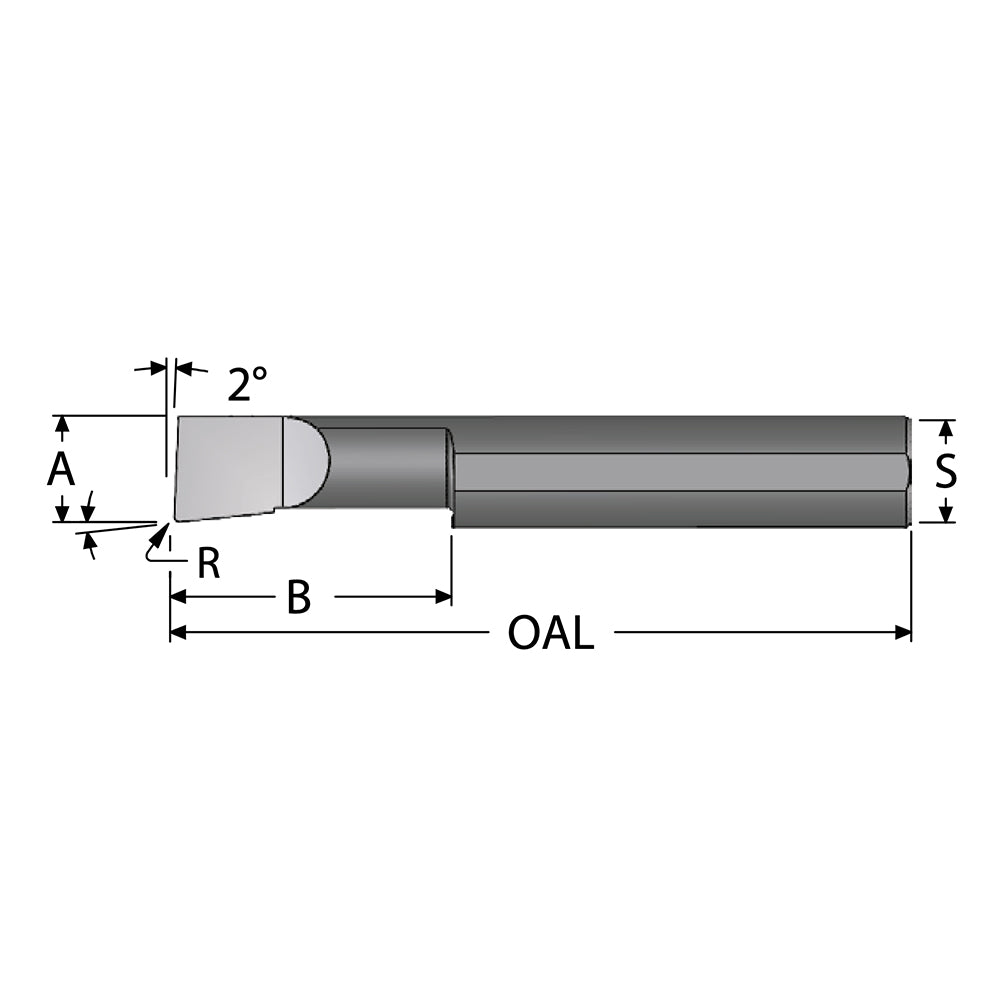 Scientific Cutting Tools, Inc. B060400RA Boring Bar 0.0600" Min Bore, 0.4000" Max Depth, Right Hand, 0.5000" Shank Dia, Submicron Solid Carbide
