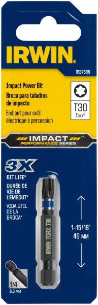 Irwin IWAF32TX302 Power Screwdriver Bit Torx Bit, T30 Torx