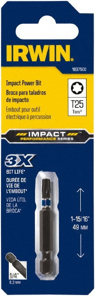 Irwin IWAF32TX252 Power Screwdriver Bit Torx Bit, T25 Torx