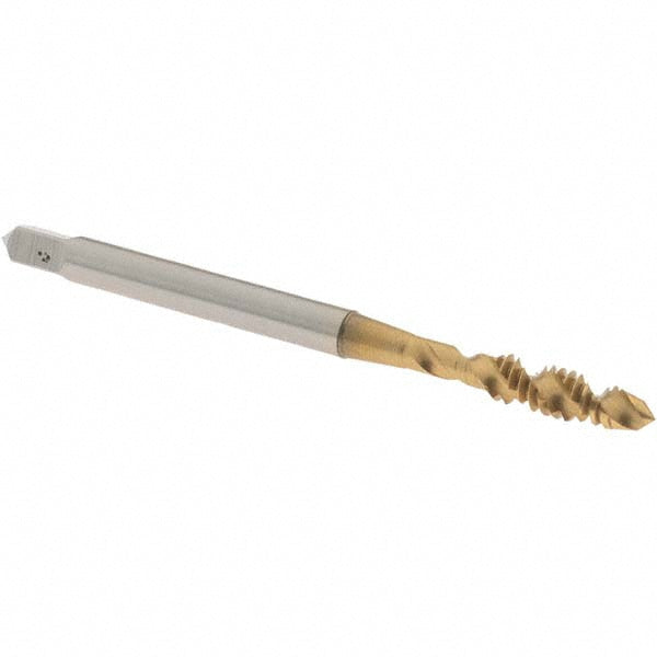 OSG 1412405 Spiral Flute Tap #6-32, UNC, 2 Flute, Plug Chamfer, 2B Class of Fit, High-Speed Steel, TiN Finish