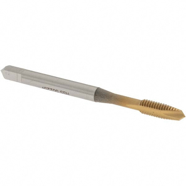 OSG 1980405 Spiral Point Tap M4x0.7 Metric, 2 Flutes, Plug Chamfer, 6H Class of Fit, HSS, TiN Coated