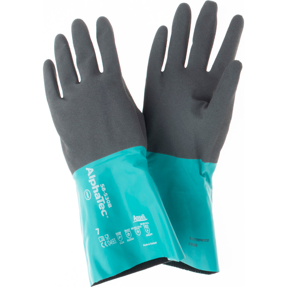 Ansell 58530B070 Series 58-530B Chemical Resistant Gloves 13.00 Thick, Nitrile, Supported,