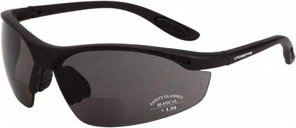 CrossFire 12115 Magnifying Safety Glasses +1.5, Smoke Gray Lenses, Anti-Fog & Scratch Resistant, ANSI Z87.1