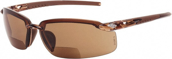 CrossFire 2911725 Magnifying Safety Glasses +2.5, Brown Lenses, Anti-Fog & Scratch Resistant, ANSI Z87.1