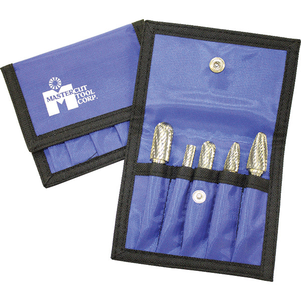 Mastercut Tool Corp. POUCH-WL2DC 4 Pc Double Cut Burr Set with Cylinder w/Rad End, Tree w/Rad End