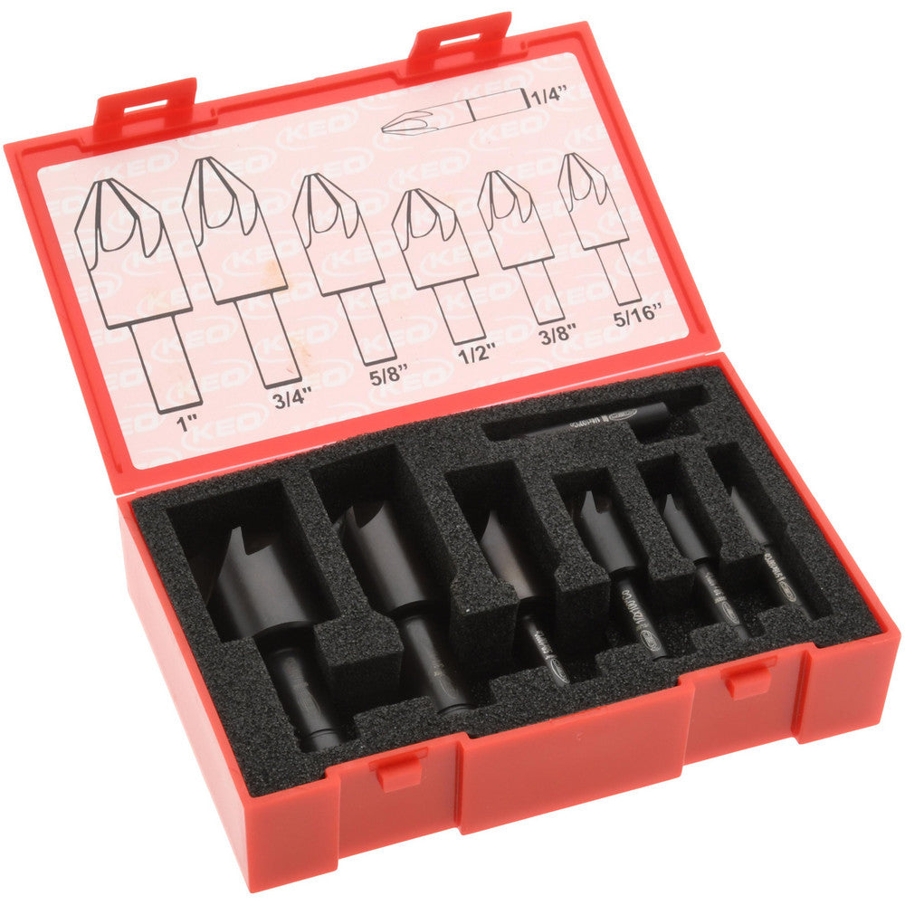 Keo 919-000-035 Countersink Set 7 Pc, 1/4 to 1" Head Dia, 6 Flute