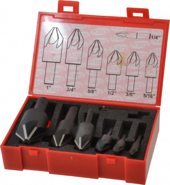 Keo 919-000-039 Countersink Set 7 Pc, 1/4 to 1" Head Dia, 6 Flute