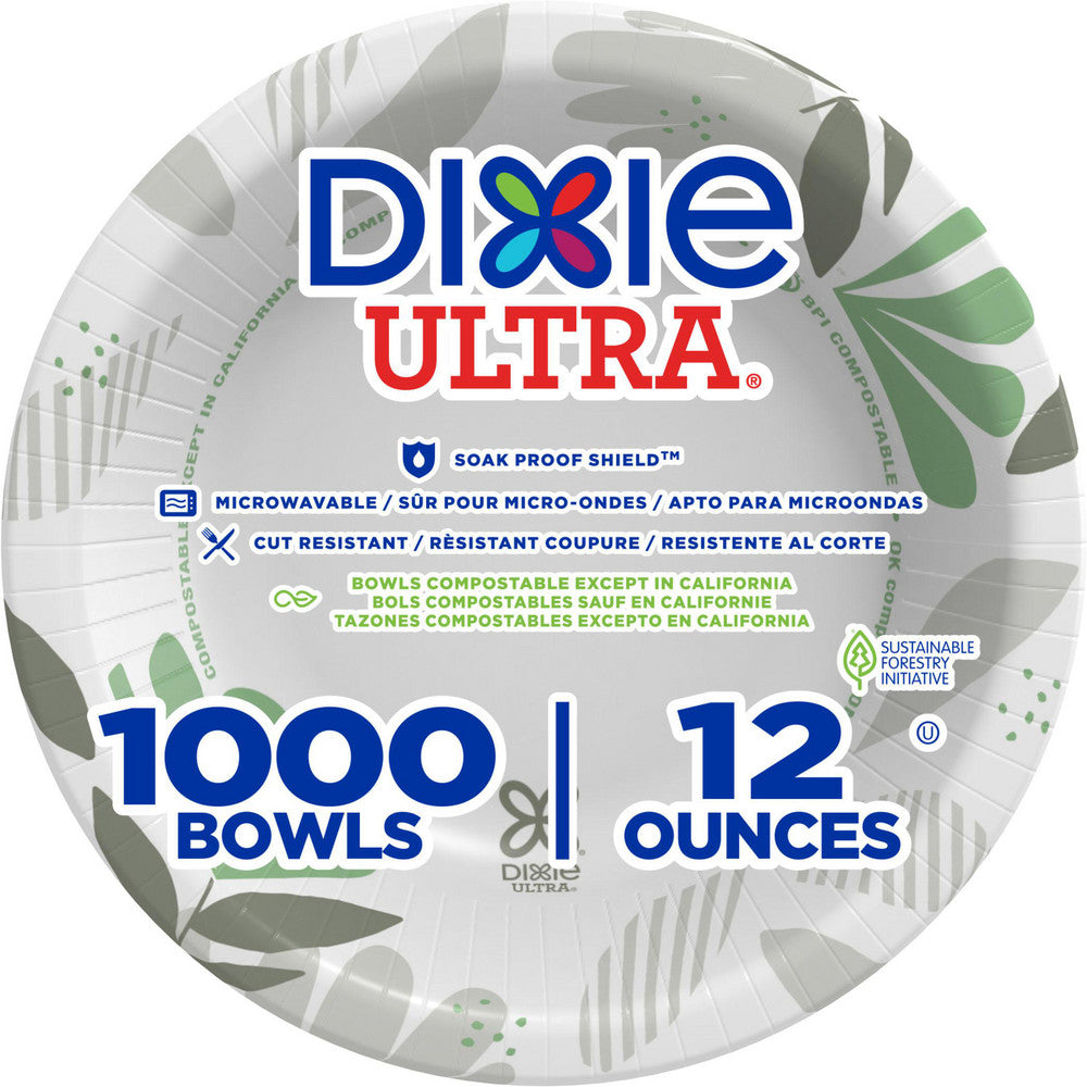 Dixie DXESX12PATH Bowls 12 oz, Paper, Burgundy & Green