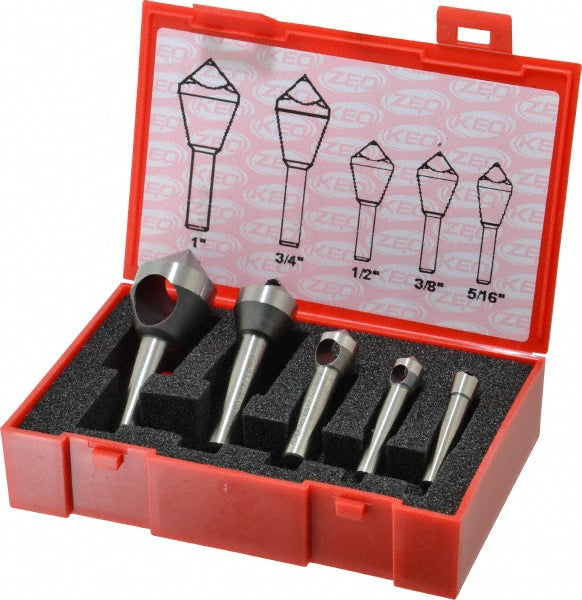 Keo 919-000-234 Countersink Set 5 Pc, 5/16 to 1" Head Dia, 90 ° Included Angle