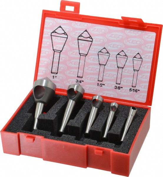 Keo 919-000-251 Countersink Set 5 Pc, 5/16 to 1" Head Dia, 100 ° Included Angle