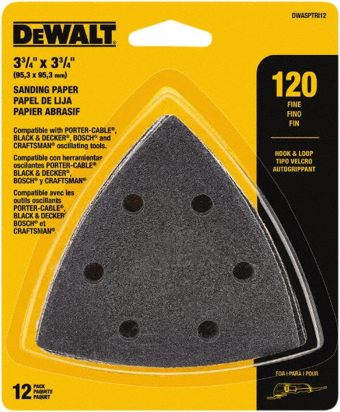 DeWALT DWASPTRI12 Sanding Sheet 120 Grit, Aluminum Oxide, Triangle Sandpaper