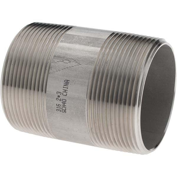 Value Collection 6BN2*3 Stainless Steel Pipe Nipple 2" Pipe, Grade 316 & 316L