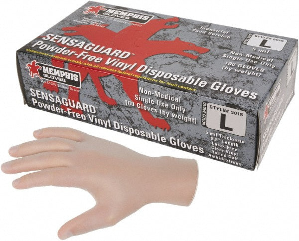 MCR Safety 5015M Disposable Glove Size Medium, 5.0 mil, Vinyl, Food Grade, Powder-Free