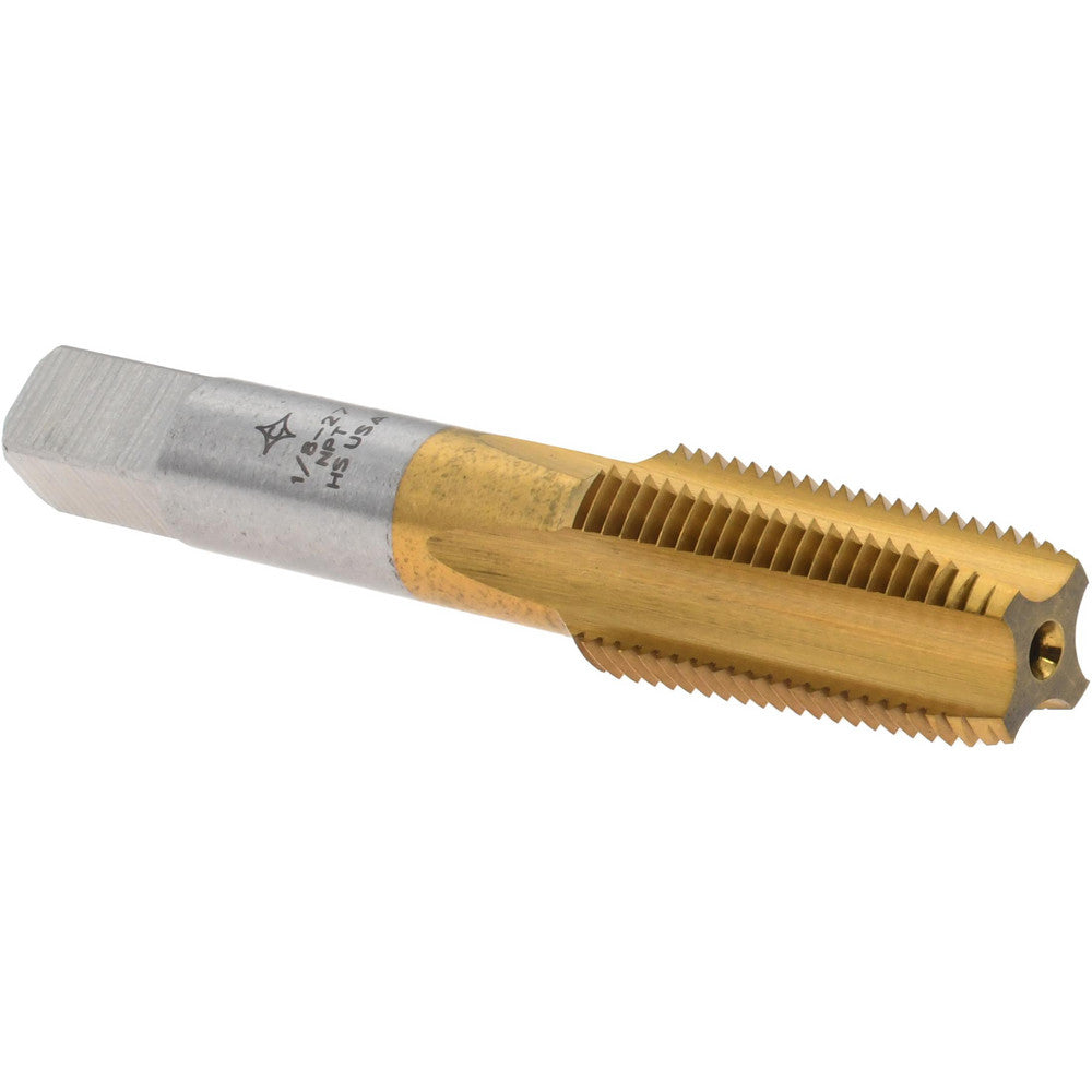 Cleveland C56701 Standard Pipe Tap 1/8-27, NPT, 4 Flutes, High Speed Steel, TiN Finish