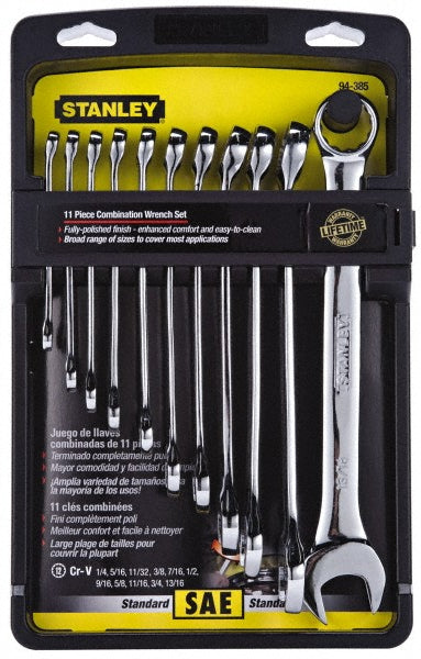 Stanley 94-385W Combination Wrench Set 11 Pc, 1/2" 1/4" 11/16" 11/32" 13/16" 3/4" 3/8" 5/16" 5/8" 7/16" & 9/16" Wrench, Inch