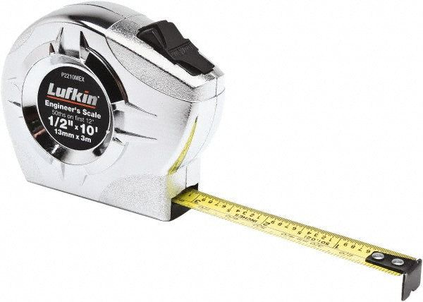 Lufkin P2210MEXN Tape Measure 10' Long, 1/2" Width, Yellow Blade
