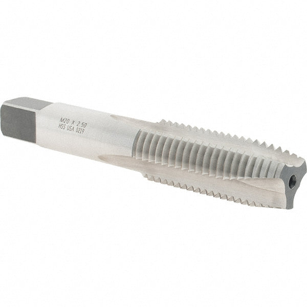 Norseman Drill & Tool 20011 Spiral Point Tap M20x2.5 Metric Coarse, 3 Flutes, Plug Chamfer, HSS, Bright/Uncoated Coated