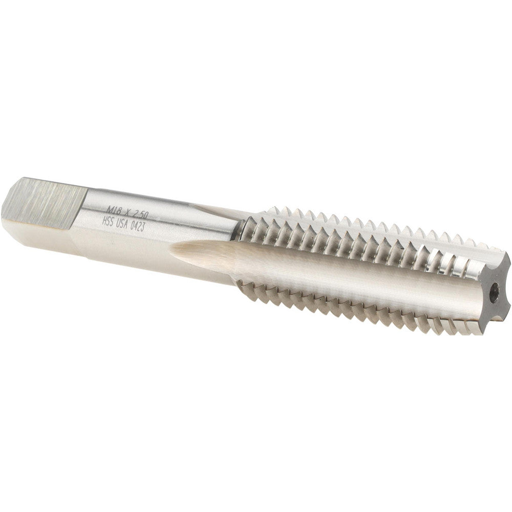 Norseman Drill & Tool 19691 Straight Flute Tap M18x2.5 Metric Coarse, 4 Flute, Plug Chamfer, High-Speed Steel, Bright/Uncoated Finish