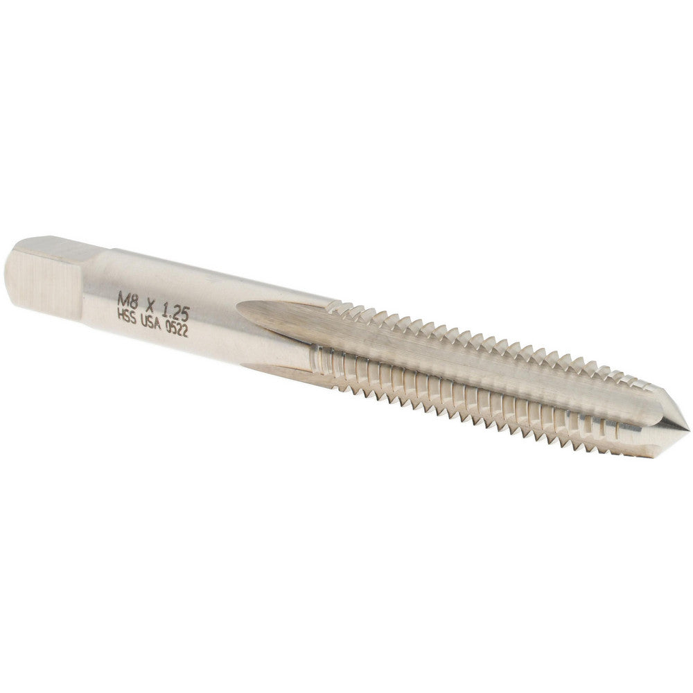 Norseman Drill & Tool 19391 Straight Flute Tap M8x1.25 Metric Coarse, 4 Flute, Plug Chamfer, High-Speed Steel, Bright/Uncoated Finish