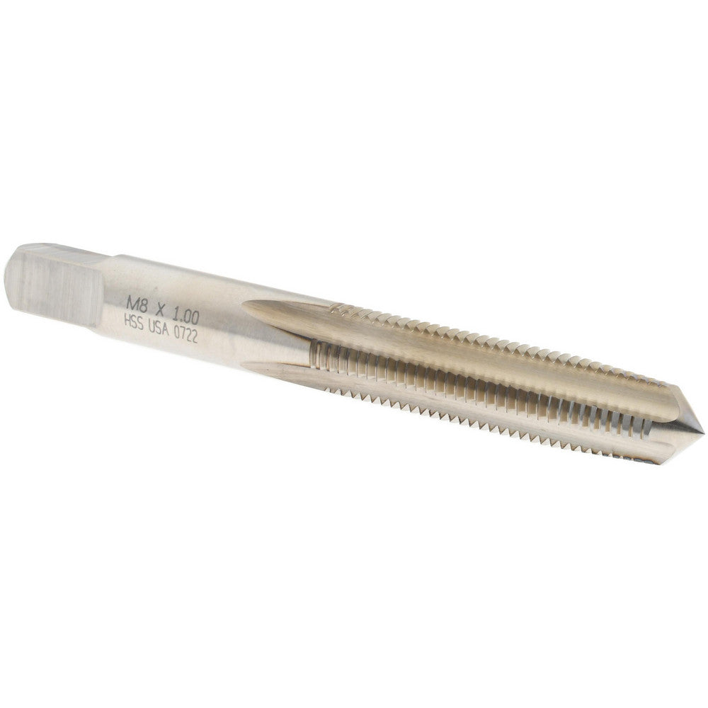 Norseman Drill & Tool 19371 Straight Flute Tap M8x1 Metric Fine, 4 Flute, Taper Chamfer, High-Speed Steel, Bright/Uncoated Finish