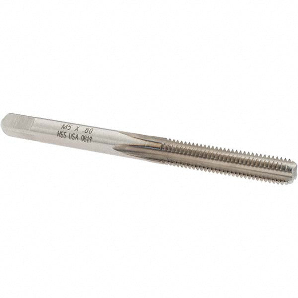 Norseman Drill & Tool 19261 Straight Flute Tap M5x0.8 Metric Coarse, 4 Flute, Bottoming Chamfer, High-Speed Steel, Bright/Uncoated Finish