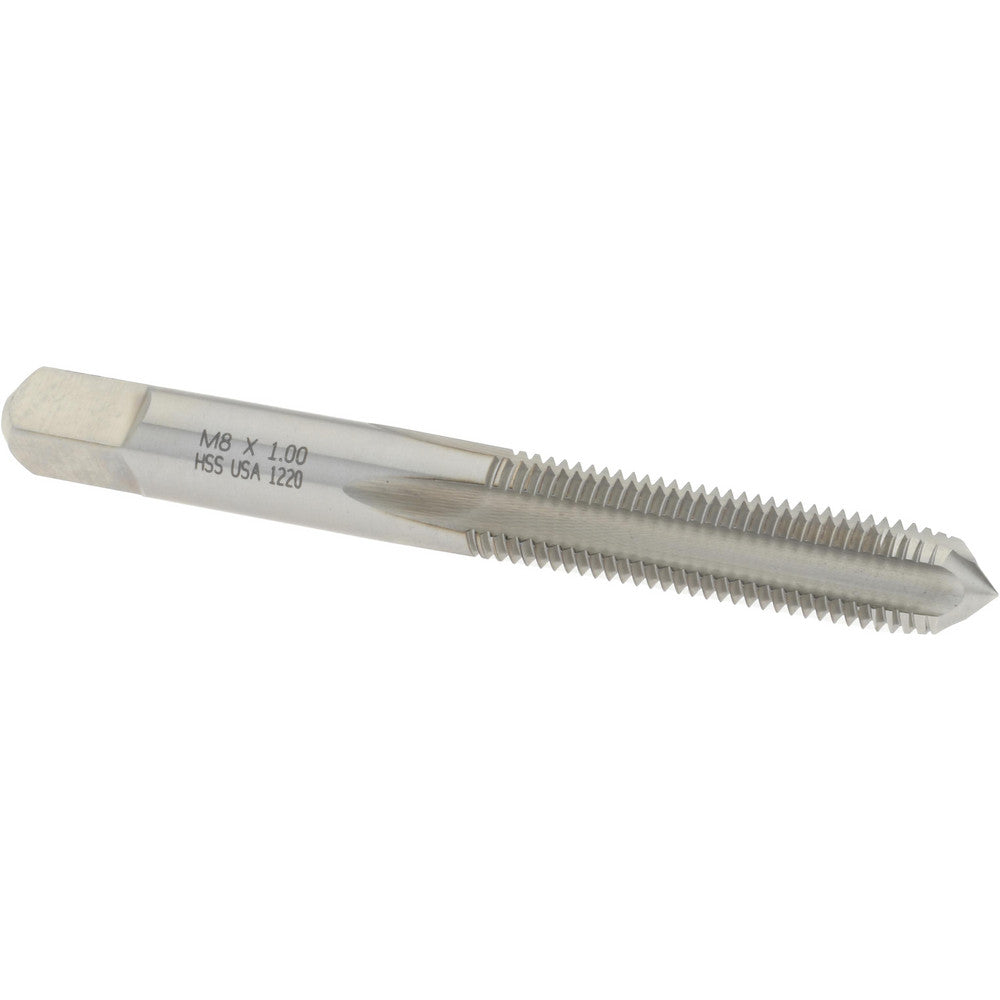 Norseman Drill & Tool 19361 Straight Flute Tap M8x1 Metric Fine, 4 Flute, Plug Chamfer, High-Speed Steel, Bright/Uncoated Finish
