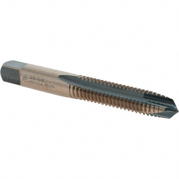 Value Collection BDNA-20662 Spiral Point Tap 3/8-16 UNC, 3 Flutes, Plug, High Speed Steel, Bright Finish