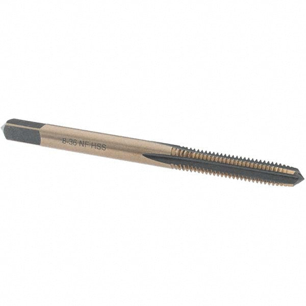 Import BDNA-20769 Straight Flute Tap #8-36 UNF, 4 Flutes, Taper, High Speed Steel, Gold/Oxide Coated