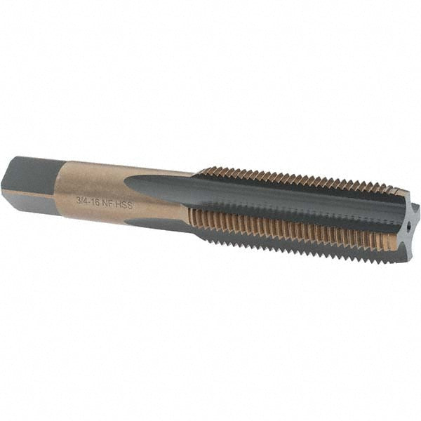 Import BDNA-20763 Straight Flute Tap 3/4-16 UNF, 4 Flute, Plug Chamfer, High-Speed Steel, Gold & Oxide Finish