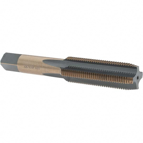 Import BDNA-20762 Straight Flute Tap 5/8-18 UNF, 4 Flutes, Plug, High Speed Steel, Gold/Oxide Coated