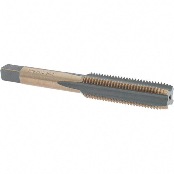 Import BDNA-20759 Straight Flute Tap 7/16-20 UNF, 4 Flutes, Plug, High Speed Steel, Gold/Oxide Coated