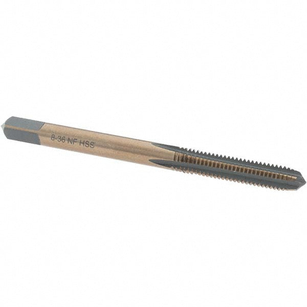 Import BDNA-20753 Straight Flute Tap #8-36 UNF, 4 Flutes, Plug, High Speed Steel, Gold/Oxide Coated