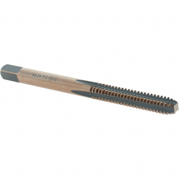 Import BDNA-20735 Straight Flute Tap #10-24 UNC, 4 Flutes, Bottoming, High Speed Steel, Gold/Oxide Coated