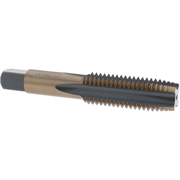Import BDNA-20729 Straight Flute Tap 3/4-10 UNC, 4 Flutes, Taper, High Speed Steel, Gold/Oxide Coated