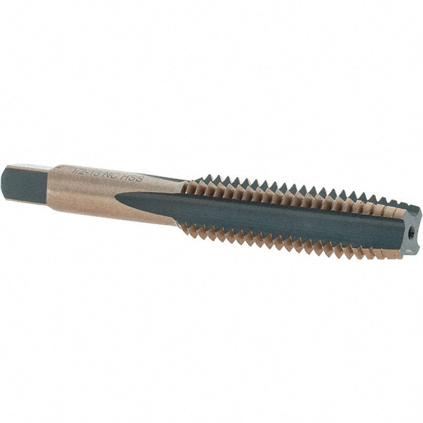 Import BDNA-20726 Straight Flute Tap 1/2-13 UNC, 4 Flutes, Taper, High Speed Steel, Gold/Oxide Coated