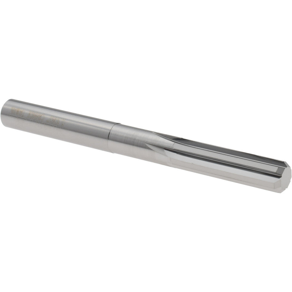 Hertel 45675998 Chucking Reamer 0.3080" Dia, 3-1/4" OAL, 1-1/8" Flute Length, Straight Flute, Straight-Cylindrical Shank, Solid Carbide