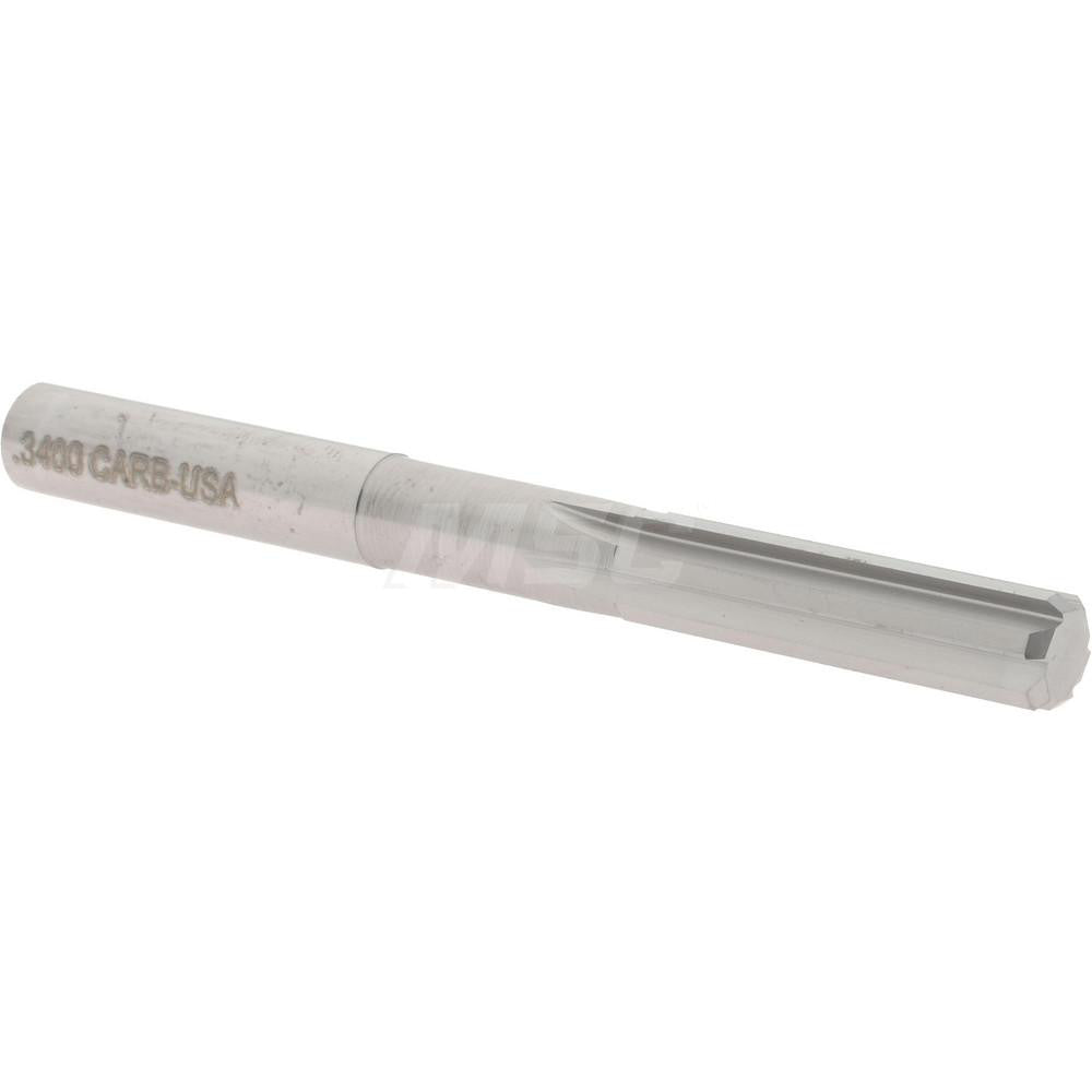 Hertel 45676236 Chucking Reamer 0.3400" Dia, 3-1/2" OAL, 1-1/4" Flute Length, Straight Flute, Straight-Cylindrical Shank, Solid Carbide