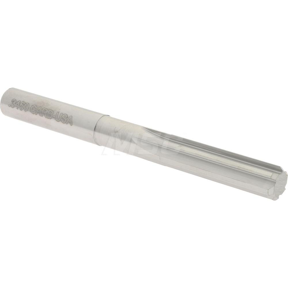 Hertel 45676285 Chucking Reamer 0.3450" Dia, 3-1/2" OAL, 1-1/4" Flute Length, Straight Flute, Straight-Cylindrical Shank, Solid Carbide