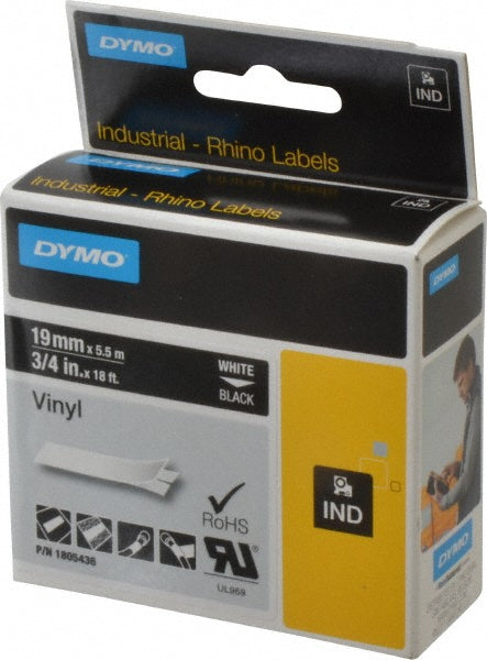 Dymo 1805436 Label Maker Label Black, Vinyl, 216" OAL, 3/4" OAW